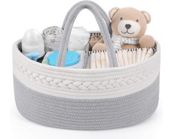 SnelShoppen - Maliton Luiertafelorganizer - Grijze Opbergmand voor Luiertafel - Luiertafel Caddy met Handgrepen en Vakken - Babyorganizer voor Luiers