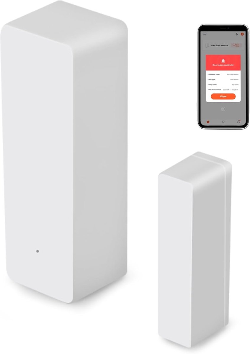 SnelShoppen - Wifi-deursensor, Draadloze Deuralarm met Alexa & Google Assistant, Real-time Meldingen, Eenvoudige Installatie, Geen Hub Nodig, Veilighe