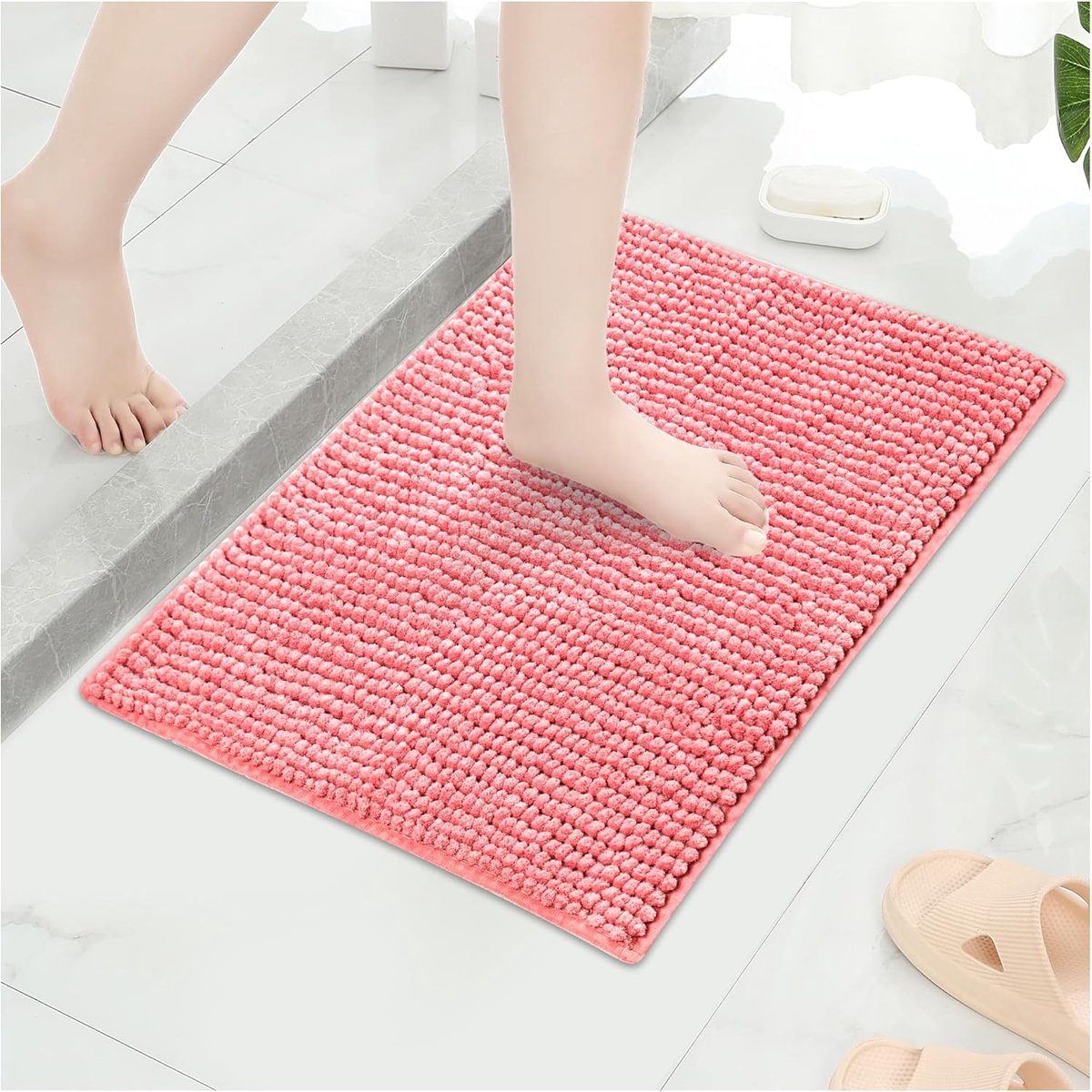 SnelShoppen - Badmat Antislip Absorberend Groot Zacht Luxueus Huisdiertapijt 60 x 150 cm Roze, Wasbare Douchemat voor Keuken, Entree, Slaapkamer en Bu