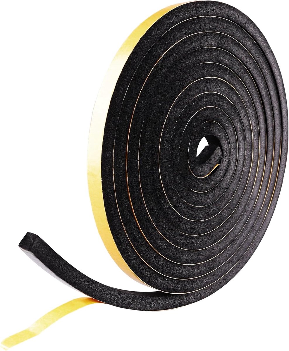 SnelShoppen - Afdichtingstape 4m - Zelfklevend Schuimrubber 12mm x 10mm - Waterdicht Isolatietape voor Deuren en Ramen - Geluidsisolatie Rubber Schuim