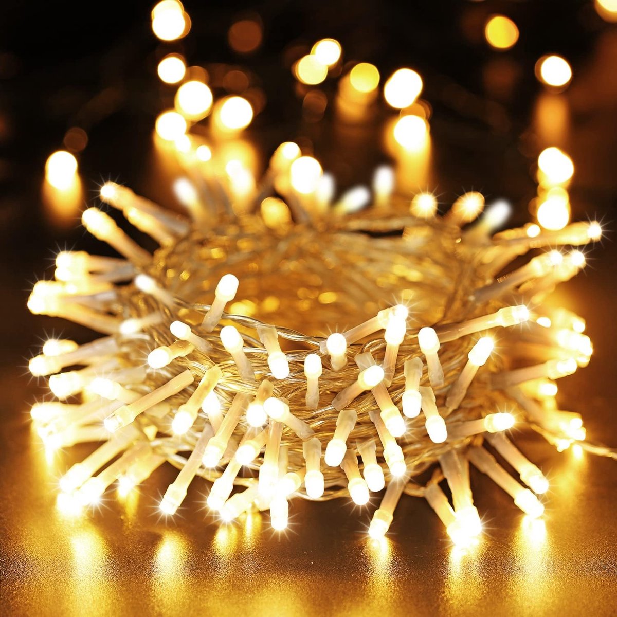 SnelShoppen - Lichtsnoer 100 LEDs Warmwit Batterij Buitenverlichting Waterdicht 10m met Timer 8 Modi Tuin Decoratie Kerstverlichting Bruiloft Binnen B