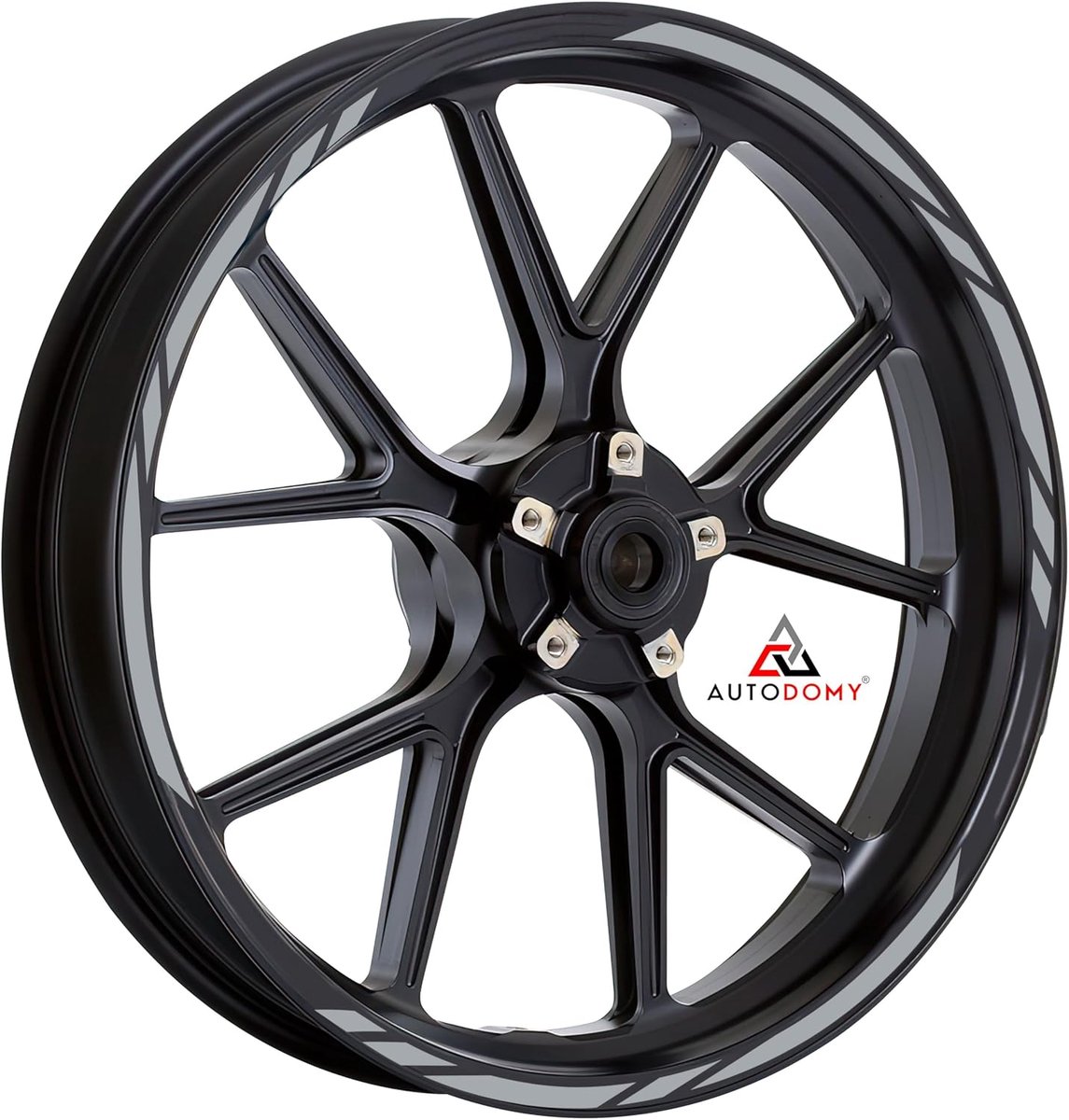 SnelShoppen - Autodomy Motorfiets Velgstickers Set voor 15" tot 19" Inch - Weerbestendige Velg Decals in Zilver - Sportdesign voor Motorrijders