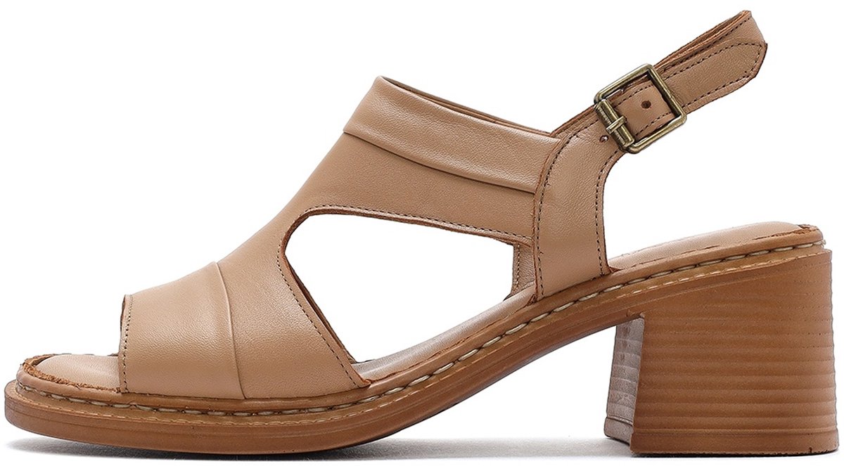 DERIMOD Sandalen Met Middelhoge Hak Leren Mid Heel Sandalen