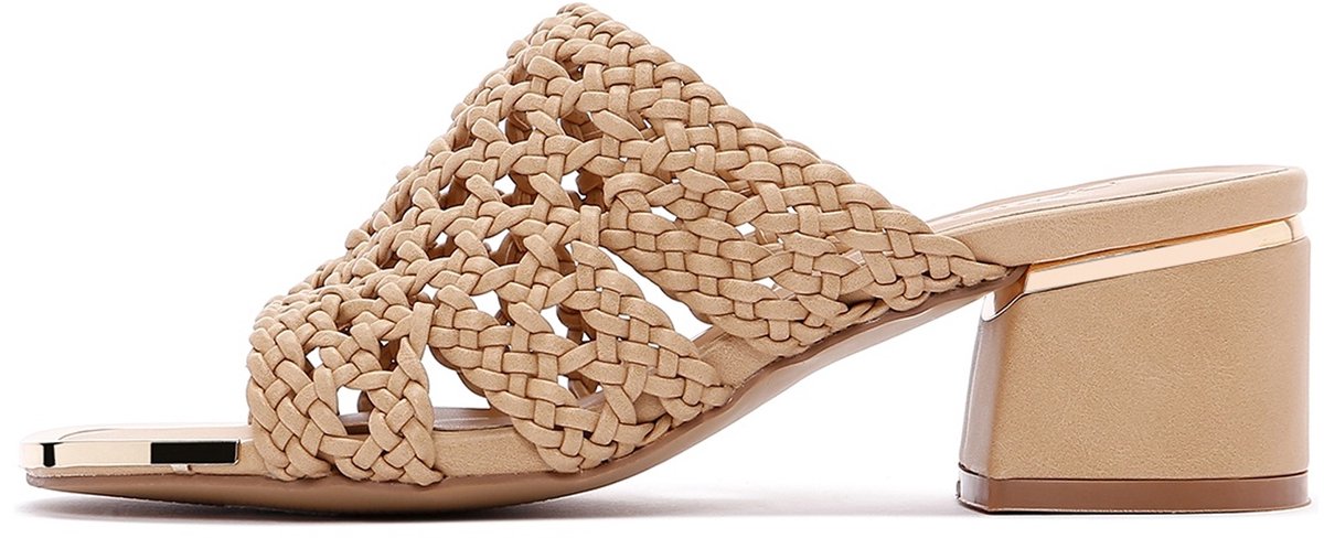 DERIMOD Muiltjes Met Middelhoge Hak Imitation Leren Mid Heel Muiltjes
