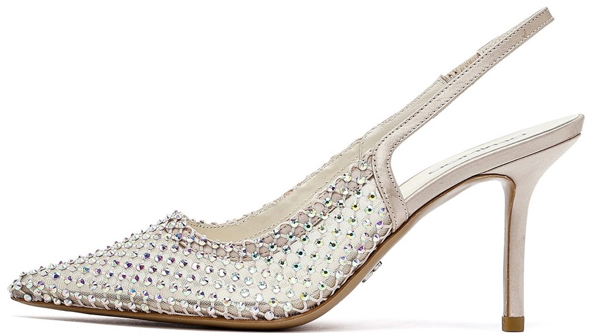 DERIMOD Slingbacks Met Hoge Hak Leren Slingbacks Met Hoge Hak With Rhinestone Details