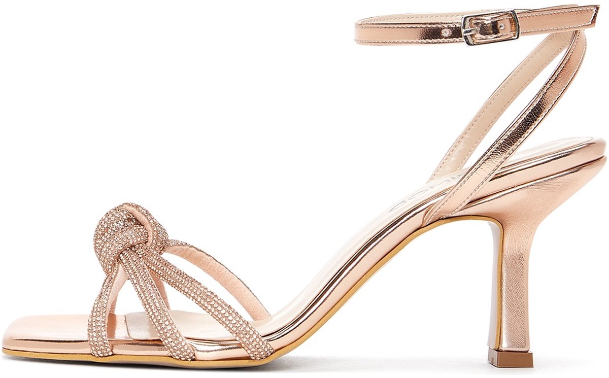 DERIMOD Sandalen Met Hoge Hak Imitation Leren High Heel Sandalen With Rhinestone Details