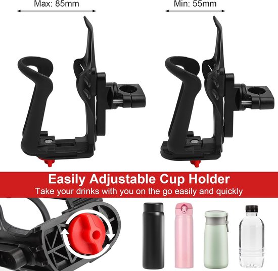 Thijox - Flessenhouder Fiets en Motorfiets, Verstelbare Bekerhouder voor Bidons 48-75mm, Kunststof Waterfleshouder voor Fiets, E-bike, Racefiets en Ki — afbeelding 2