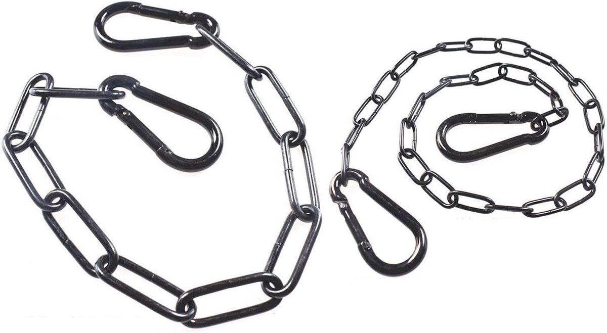 SnelShoppen - 2-delige Metalen Ketting met Veiligheidsgesp, Roestvrij en Corrosiebestendig Deurslot voor Buitenhek en Tuinpoorten, Zwart, 20 cm en 50