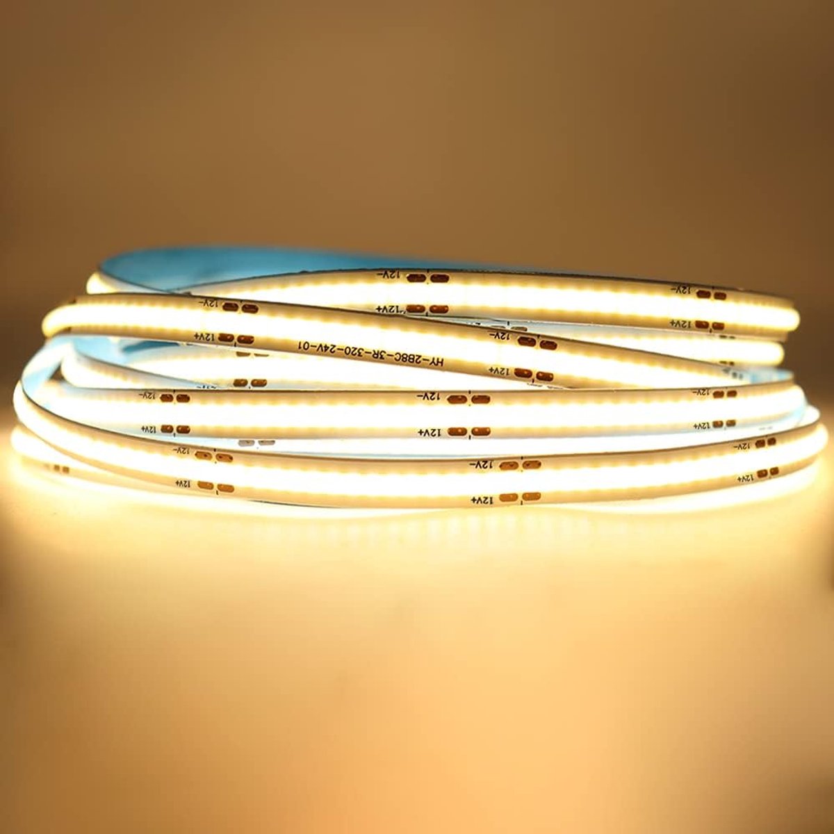 SnelShoppen - Arotelicht 5m COB LED Strip 12V Warm Wit 3000K Dimbaar Hoge Dichtheid voor Slaapkamer Keuken Interieur Decoratie