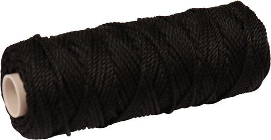 Zwarte nylon metselkoord op rol.