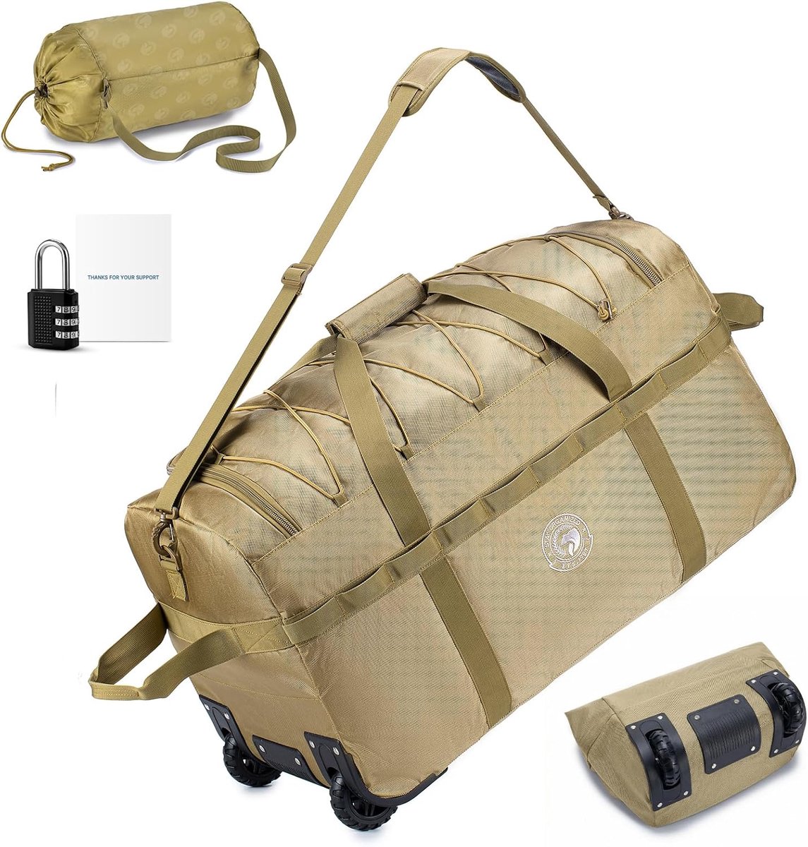 SnelShoppen - Grote Reistas met Wieltjes 100L Opvouwbare Handbagage Tas met Cijferslot 3 Cijfers Waterdicht 70x35x40cm XL Weekender Koffer voor Dames