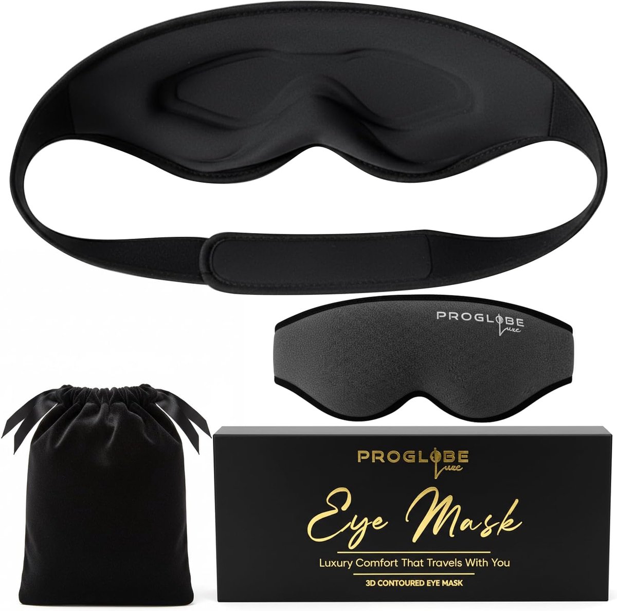 Thijox - Luxe slaapmasker 3D oogmasker voor rug- en zijslapers, 100% lichtblokkerend, nuldruk oogcups, wimpervriendelijk, zacht, ademend nachtmasker,