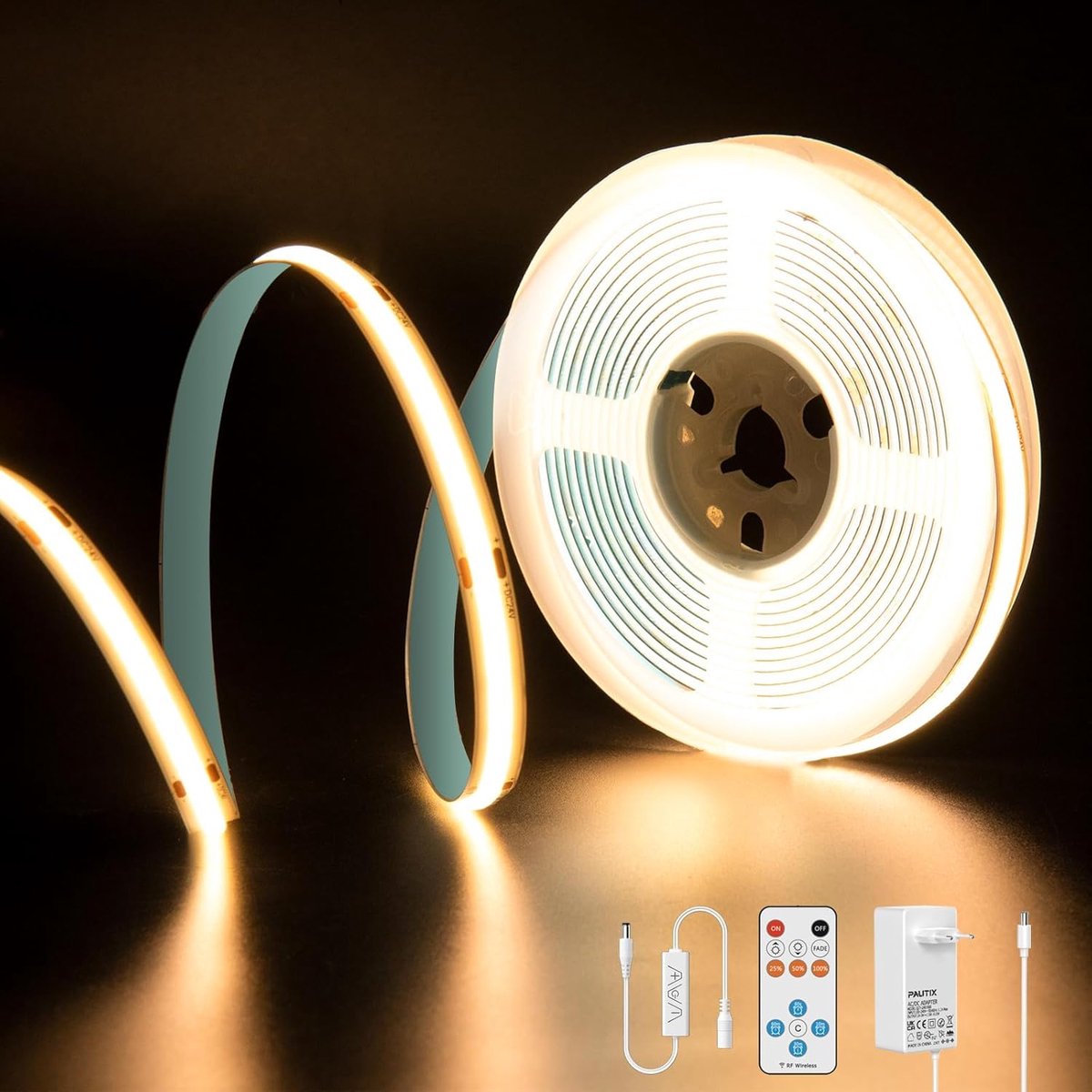 SnelShoppen - Dimbare LED Strip Warm Wit 2700K 5M - 2400 LEDs - 24V - RF Afstandsbediening - Timerfunctie - Ideaal voor Keuken, Kast, Plafond en Thuis