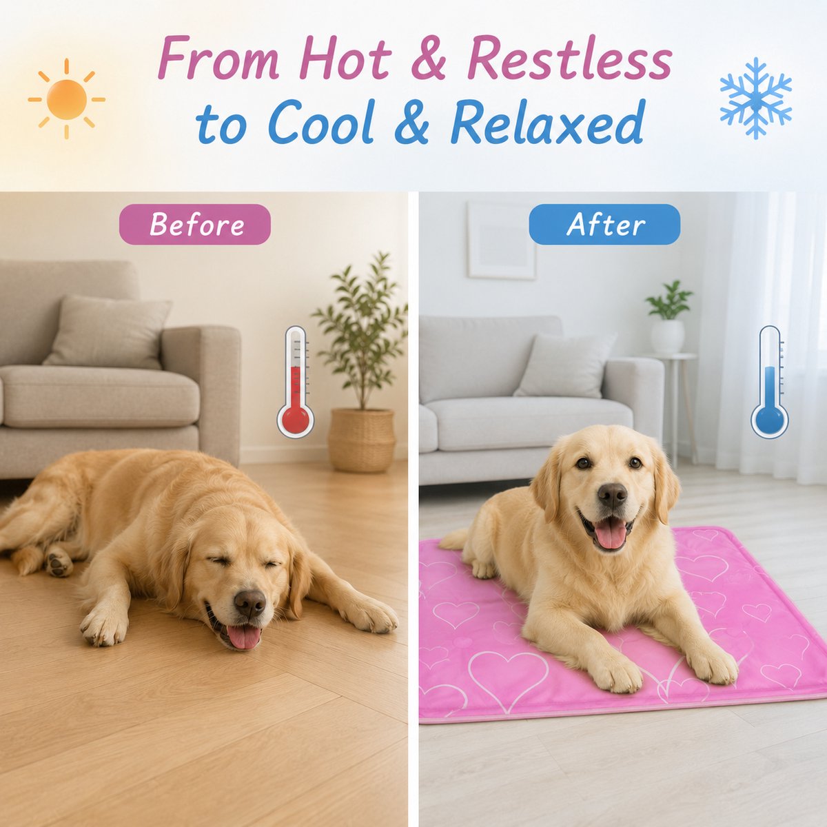 Zelfkoelende Koelmat voor Honden en Katten - Roze Design met Kattenprint - 60 x 90 cm - Waterbestendige en Duurzame Koeldeken voor Huisdieren - Ideaal voor Zomer-Roze