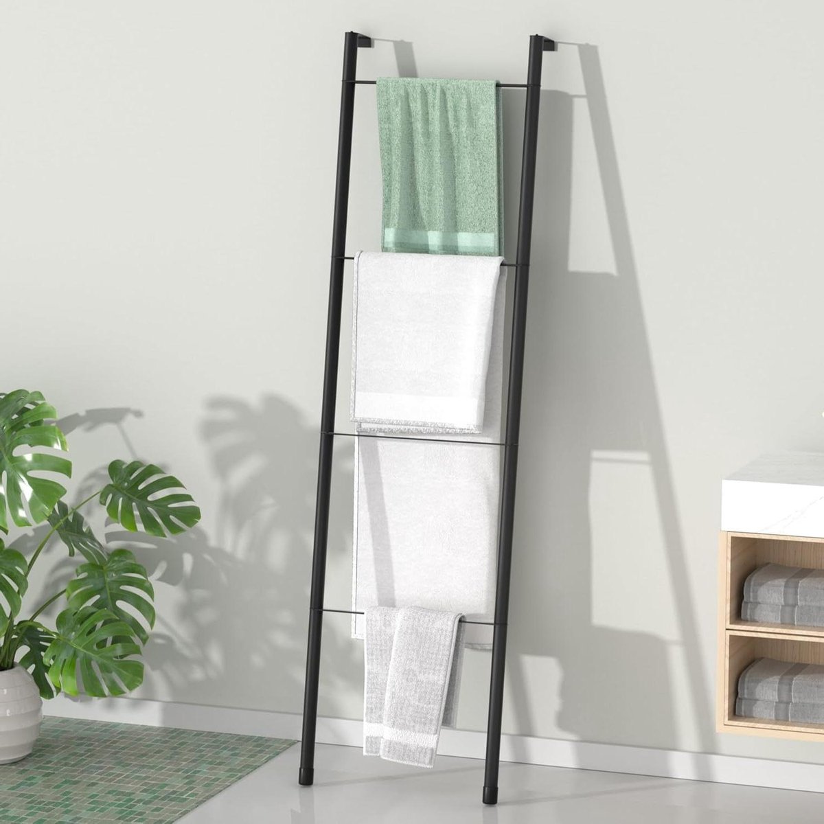 Dekenladder - Handdoekrek - Decoratieve Opslag - Vrijstaand Leunend Ontwerp - 67 inch hoog