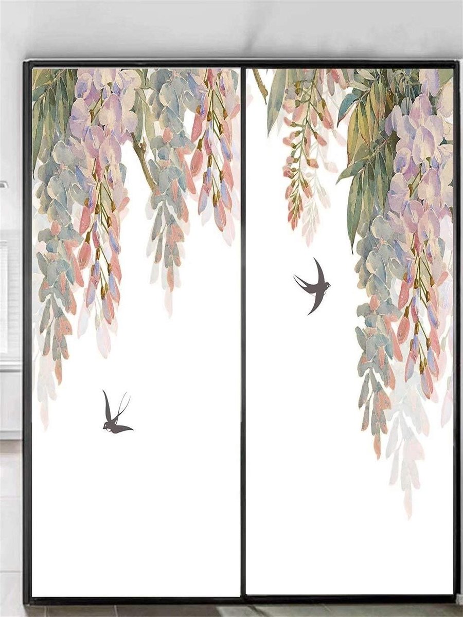 Raamfolie Bloem en Vogel - Decoratief glasfolie - Privacy creëren - Statisch hechtend zond