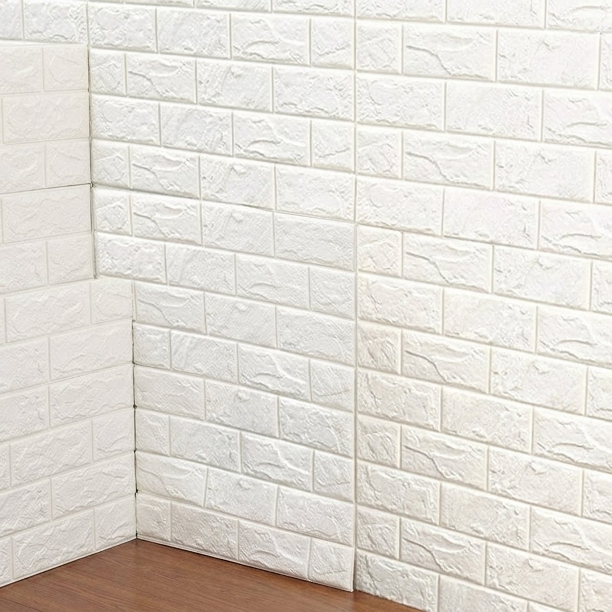 Livatto 3D Wandpanelen Zelfklevend Baksteen - Wit - 10 Stuks - 35x38 cm - 1,3 m² - Waterdichte Muurstickers voor Keuken, Badkamer, Slaapkamer en Woonkamer