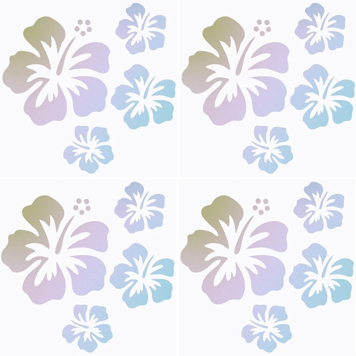 SnelShoppen - 4 Stuks Hawaiiaanse Hibiscus Bloem Car Decals Stickers - Kleurvolle Waterdichte Auto Stickers - Reflecterend Zelfklevend voor SUV, Lapto