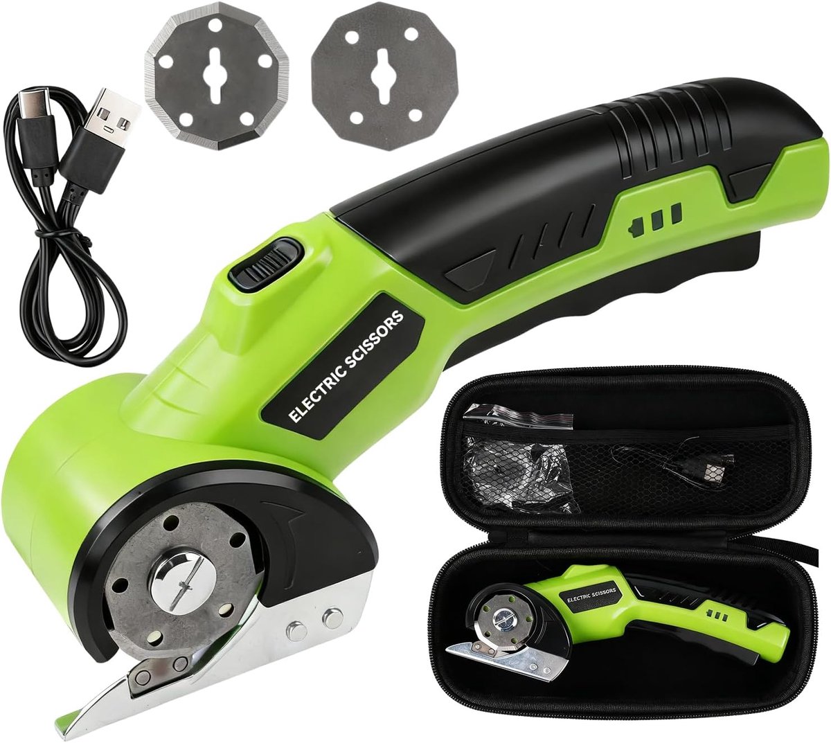 SnelShoppen - Elektrische Kartonsnijder 4.2V/2.0Ah - Accu Schaar, Rolmes, Universele Snijder met 2 Bladen - Voor Creatief Knutselen, Leer, Karton, Tap
