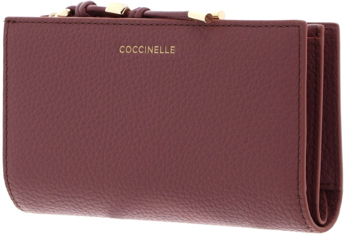 COCCINELLE Leren portemonnee Pansy Wallet Grained Leather Winter Rose oud roze