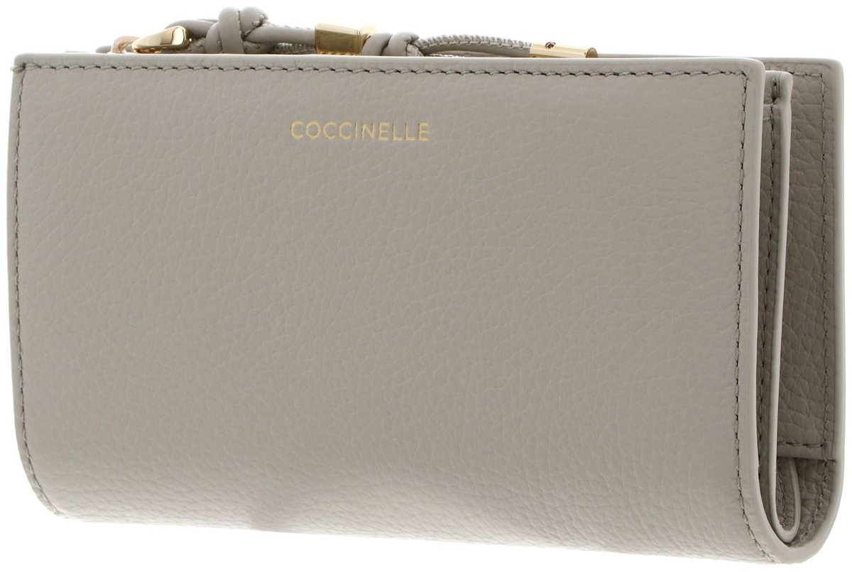 COCCINELLE Leren portemonnee Pansy Wallet Grained Leather Eucalipto groengrijs