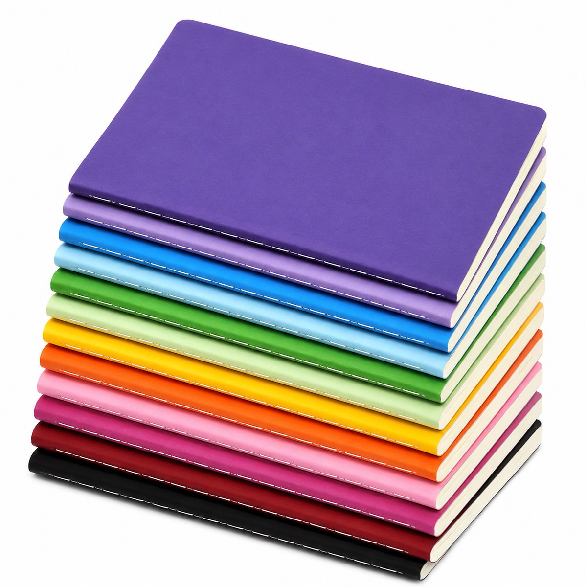 VHV - A6 Notitieboek Set 12 Stuks - 60 Pagina's per Boekje - Kleurrijke Memo Boekjes voor School, Kantoor en Reizen