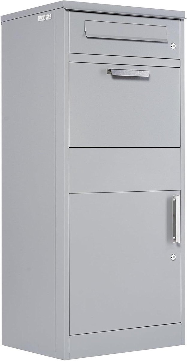 Pakketbrievenbus - Pakketbox brievenbus - Veilige postbezorging - Geïntegreerde terugslagblokkering - 37 x 50 x 112 cm - Grijs