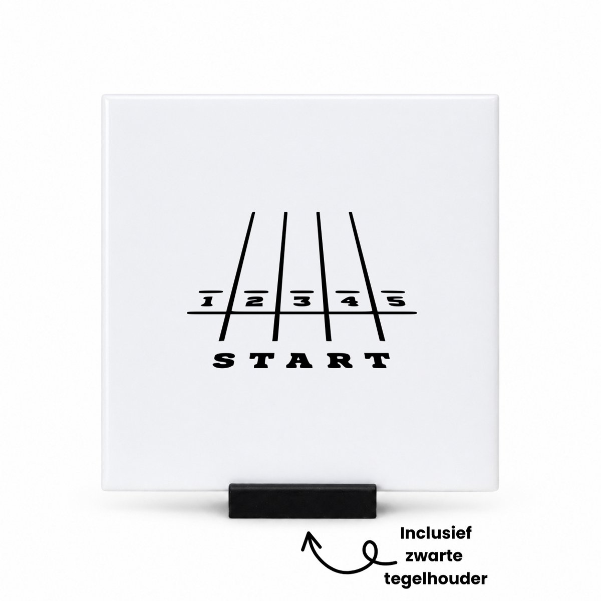 Hacebo Atletiek tegeltje met tegelhouder - Atletiek - Familie vrienden - tegeltjes met tekst - Cadeau - spreuktegels - 10.8x10.8 CM Wit