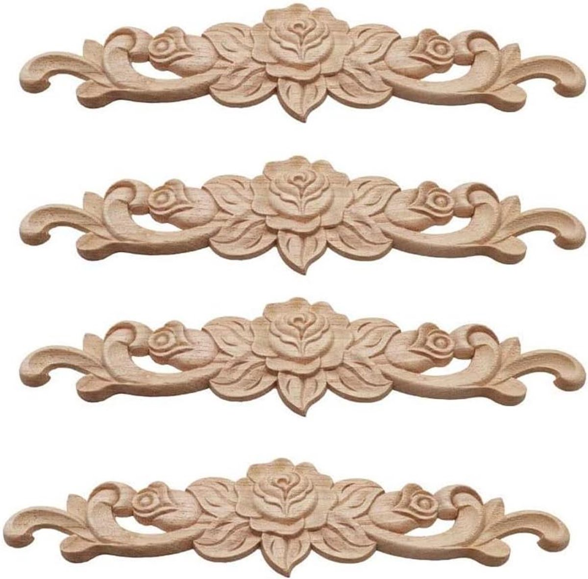 Houtsnijwerk Decals - Bloem Applique - Meubels Decoreren - Europese Stijl - 30x7 cm - Onbewerkt
