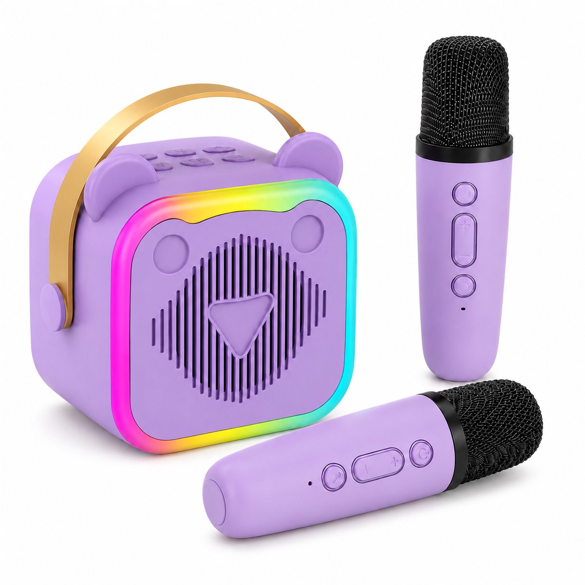 Mini Karaoke Machine voor Kinderen - Draagbare Zangset met 2 Draadloze Microfoons - voor Meisjes & Jongens 3-12+ Jaar - Paars - 1 Set