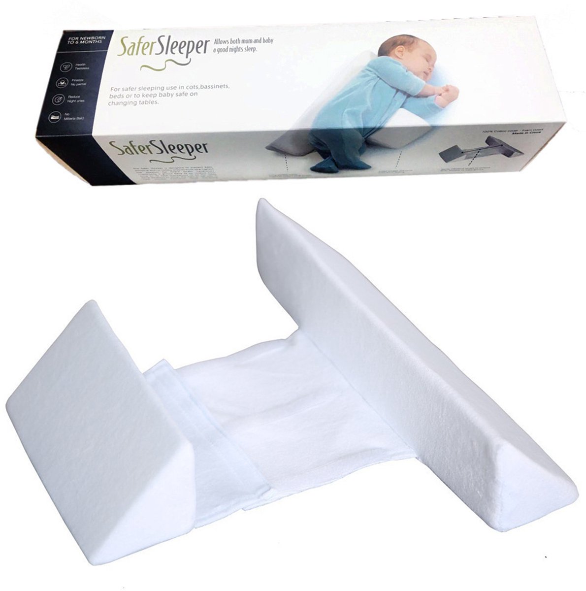 Verstelbaar zijligkussen voor baby's - positioneringskussen met afneembare hoes - 41 cm - wit - alleen onder direct toezicht en niet voor slapen