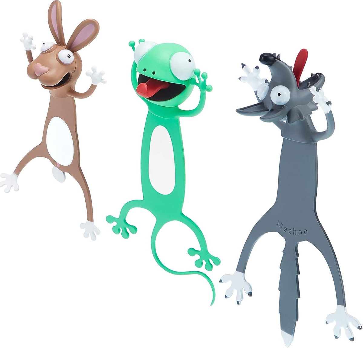 Thijox - 3-Delige Set 3D Cartoon Dierenbladwijzers - Leuke Wacky Bladwijzers voor Kinderen, Leraar, Bibliotheek, Kantoor en Feest - Geplette Dierlijke