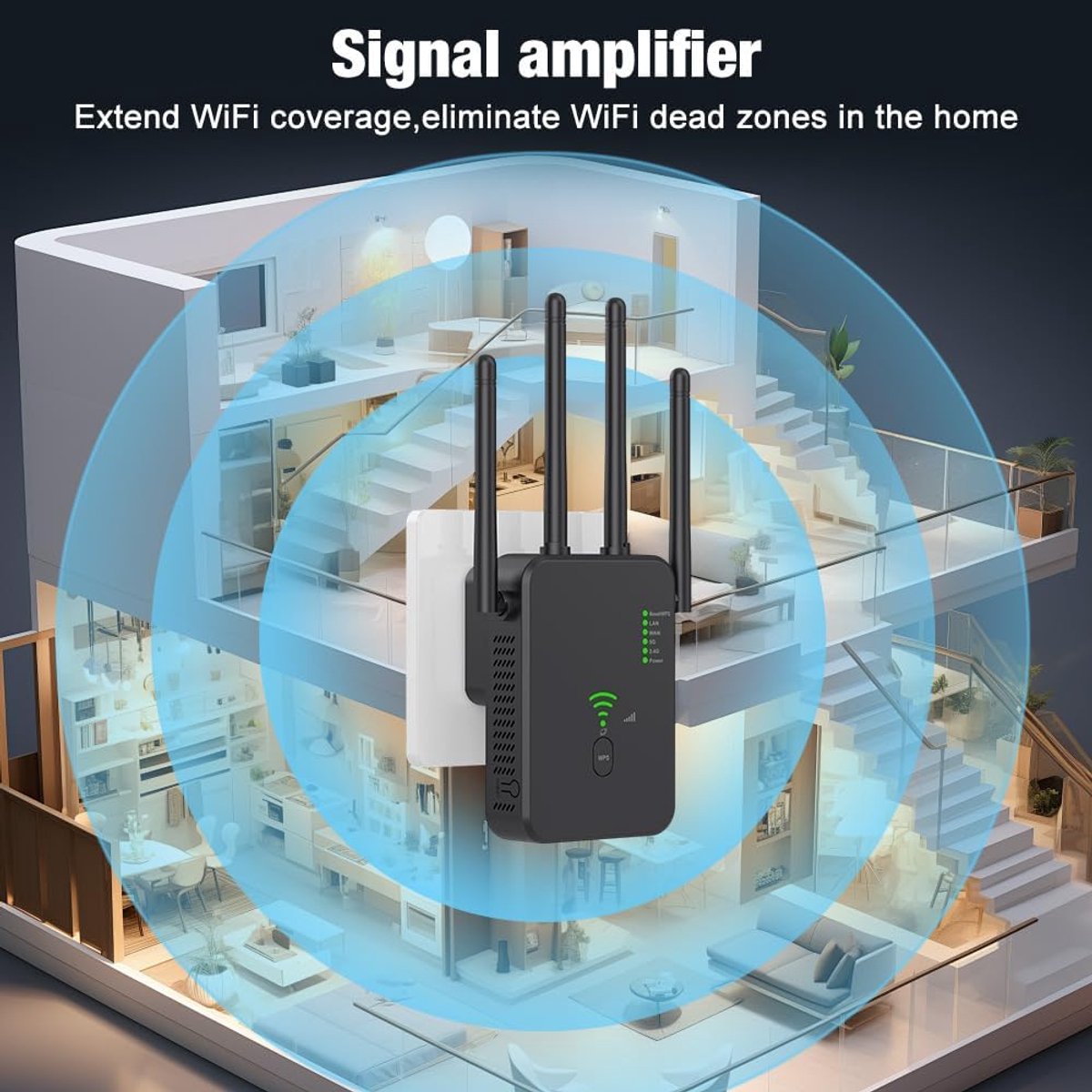 Kivora Wifi-versterker 1200 Mbit/s met 2,4 GHz + 5 GHz - afbeelding 2
