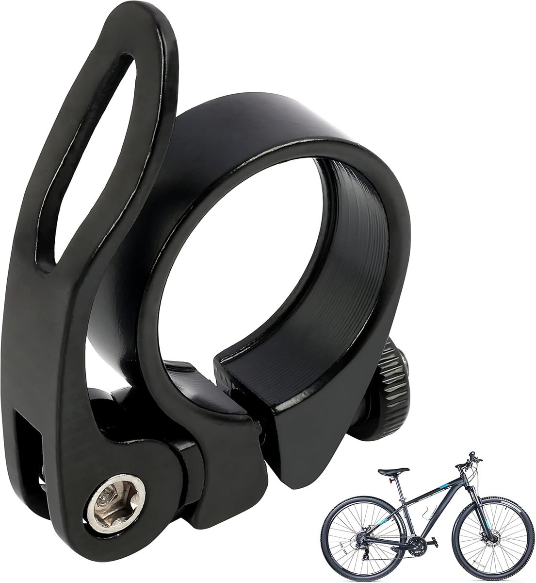 SnelShoppen - Bicycle Zadelklem met Quick Release, Aluminiumlegering, Lichtgewicht Zadelpen 28,6/31,8/34,9 mm, Zwart voor Racefiets en MTB