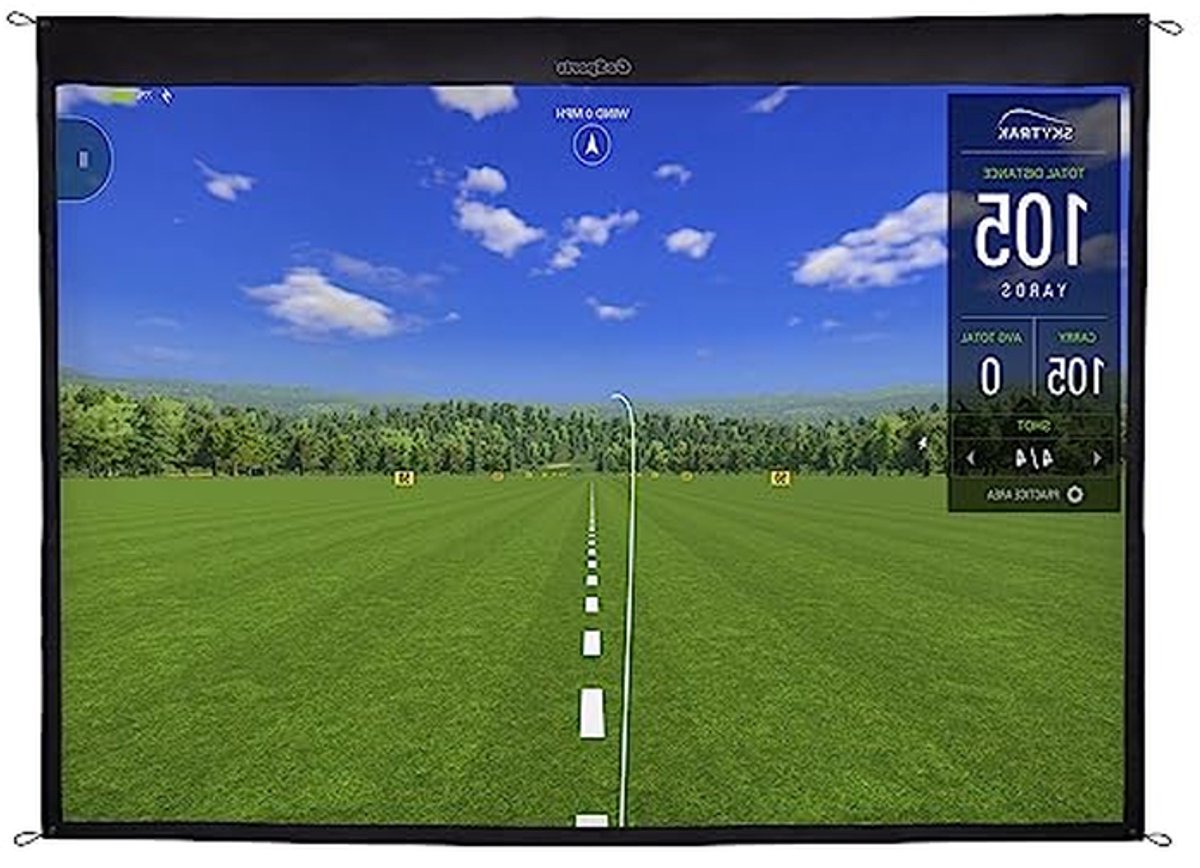 Projectorscherm Slagscherm - Golf Simulator Scherm - Sport Simulatie - Robuuste Polyester Constructie - 10ft x 7ft - Wit