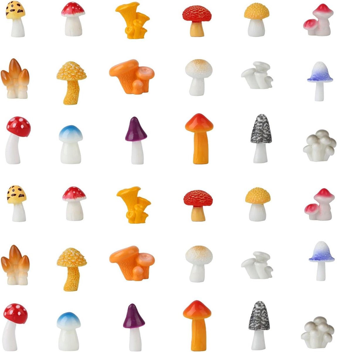 Mini Hars Paddenstoelen - Miniatuur Figuurtjes - Tuin Decoratie - 18 Verschillende Stijlen - 36 Stuks - Kleurrijk