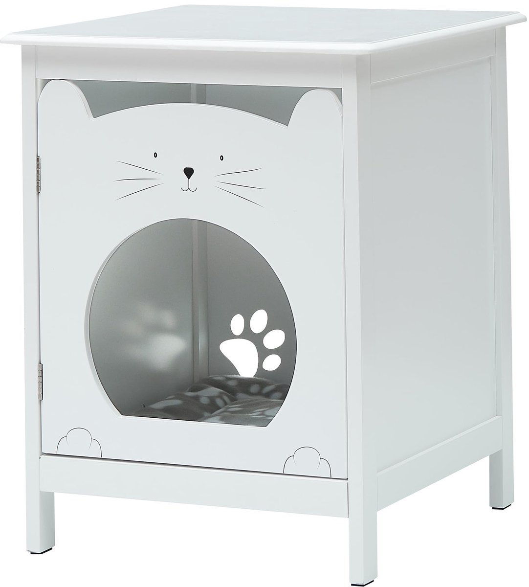 Gespoten kattenluikje, nachtkastje, wit, enkel stuk – voor huisdieren (katten), 2 stuks