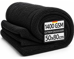 SnelShoppen - Kemes Microfiber Doeken Auto XXL 80x50 cm Premium 1400 g/m² Zwart Ultra Absorberend Polijstdoek voor Auto Onderhoud