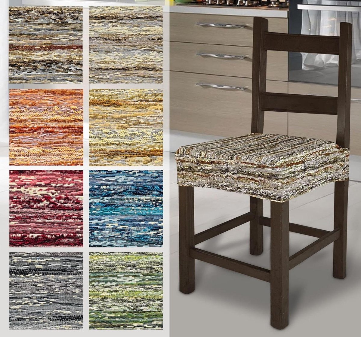 Set Stoelkussens - Keukenkussen Set - Comfortabel Zitten - Melange Jacquard - 40x40 cm - Bruin