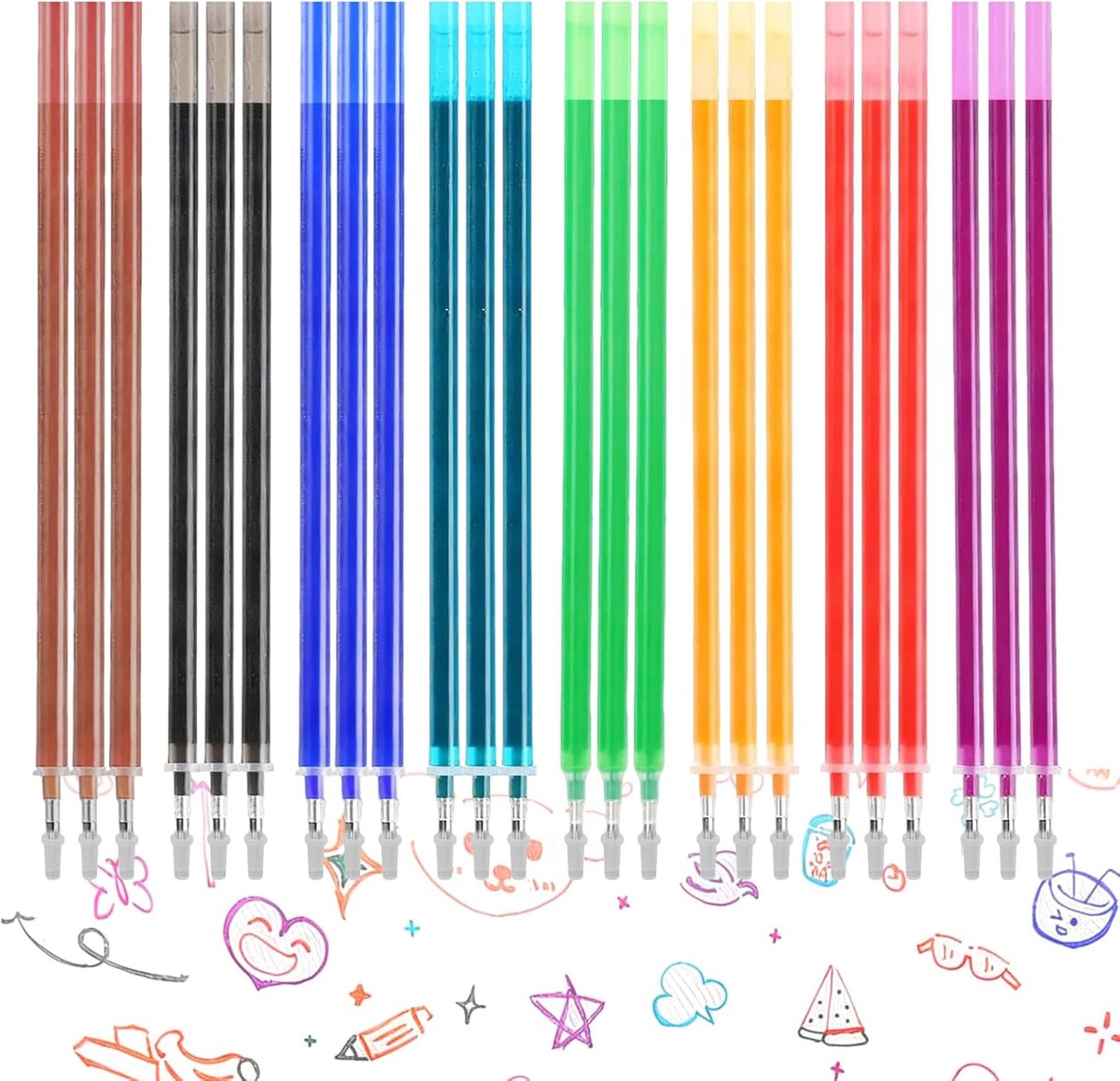 SnelShoppen - 24 Vervangende Navullingen, Compatibel met Erasable Gelpennen, 0.7 mm Punt, 8 Kleuren, Perfect voor Schetsen, Notitieboeken en Creatieve