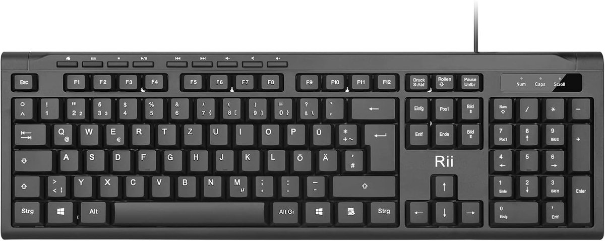 SnelShoppen - Bekabeld Toetsenbord USB voor PC, Laptop, Mac, Windows, Duitse QWERTZ Lay-out, Slim Business Toetsenbord met Robuuste Constructie en Com