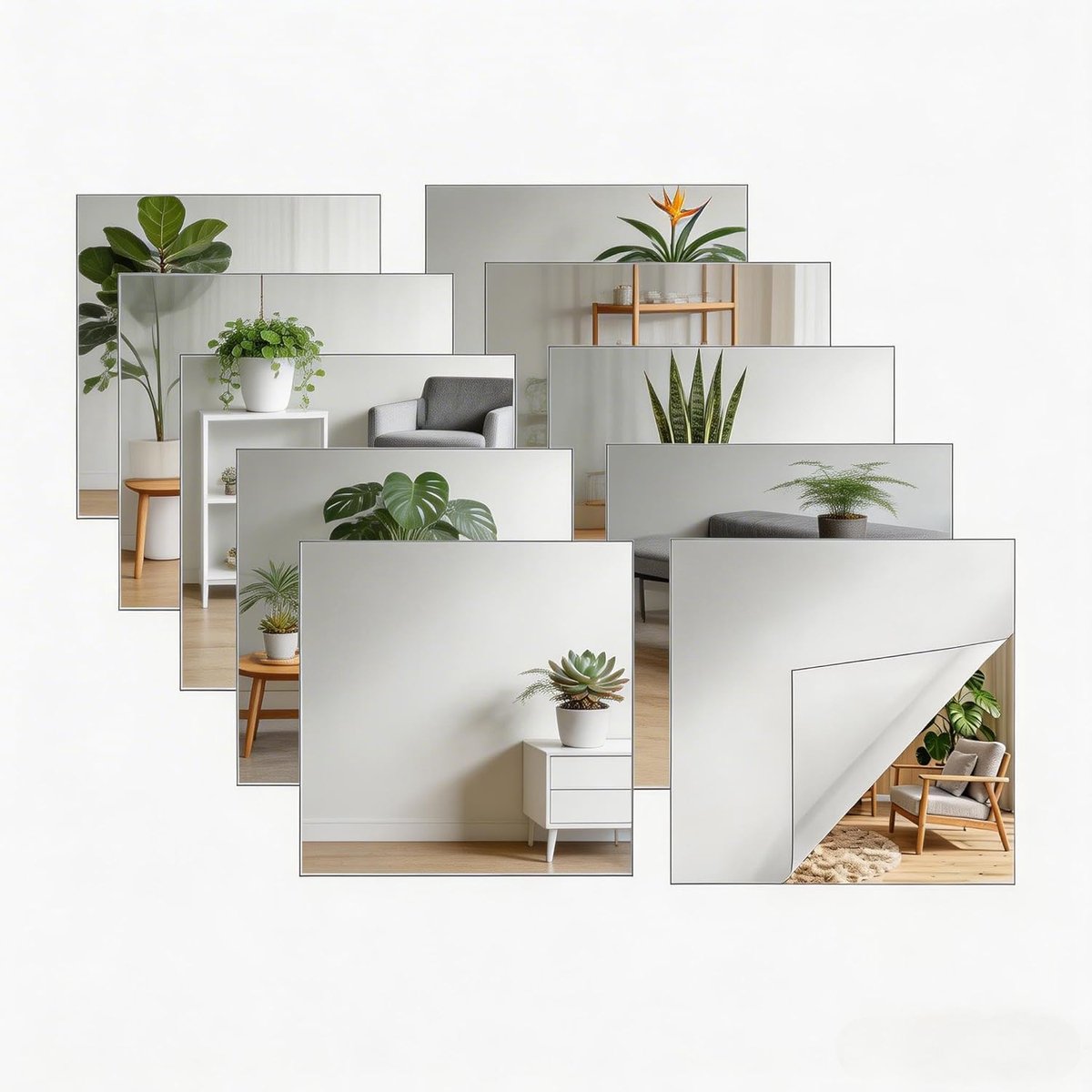 SnelShoppen - 10 Stuks Zelfklevende Spiegelfolie 15x15 cm - Acryl 2 mm Dikte - Perfect voor Badkamer, Woonkamer, Slaapkamer en Kast