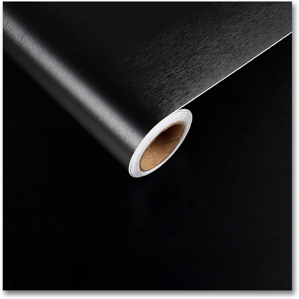 SnelShoppen - Zelfklevende Metaalfolie Zwart Roestvrij Staal Geborsteld 30 cm x 200 cm - Folie voor Meubels, Keukenachterwand, Hittebestendige Kastfol