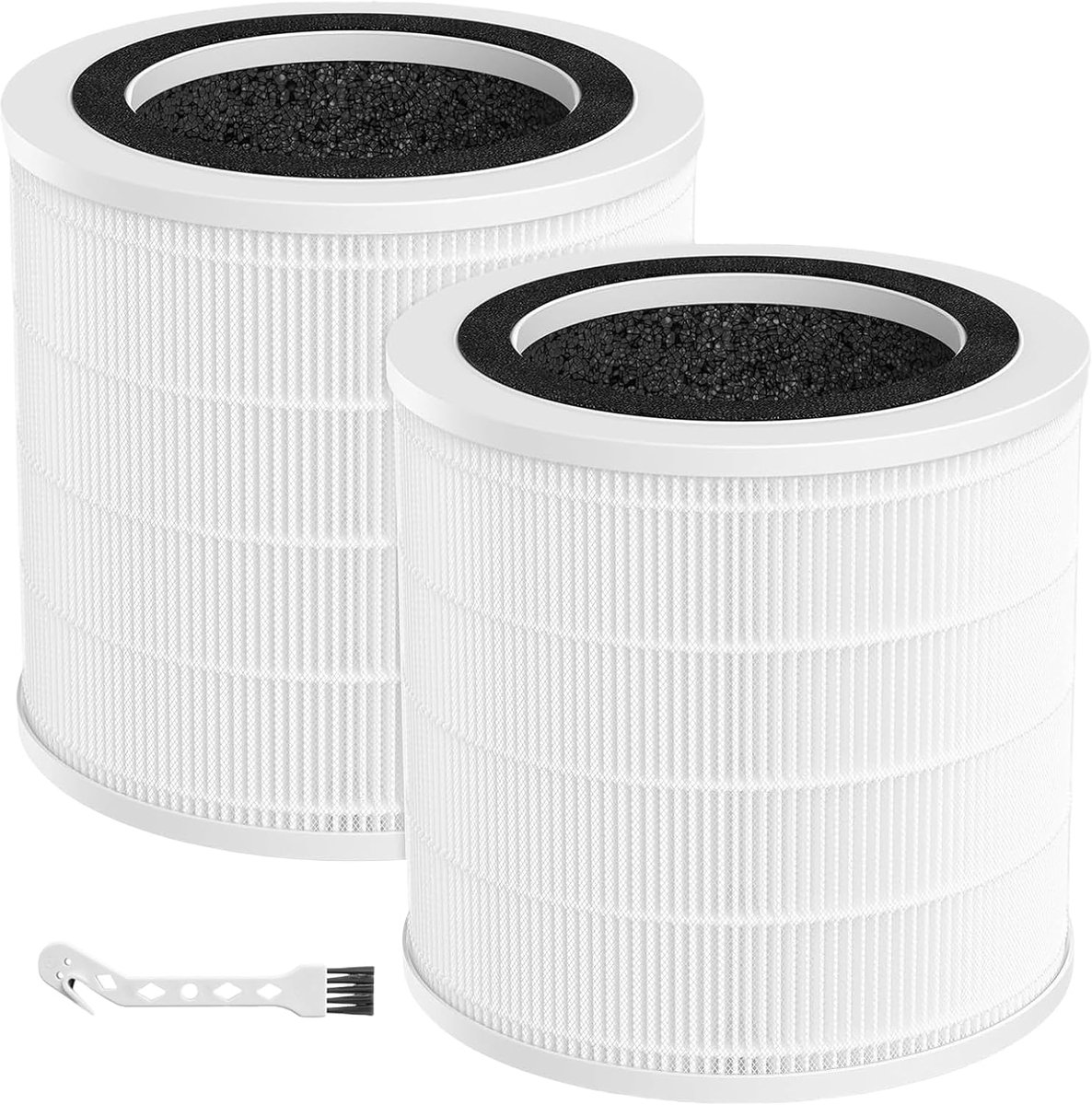 SnelShoppen - H7127 Vervangingsfilter voor Mini Luchtreiniger - 3-in-1 HEPA Filter met Voorfilter en Actieve Koolfilter - 2 Stuks - Compatibel met Luc