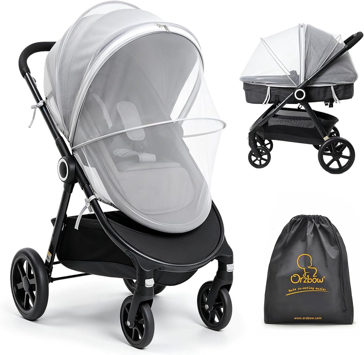 SnelShoppen - Universeel Klamboes voor Kinderwagen - Duurzaam Muggennet met Rits en Elastische Rand - Stabiel Muskietennet voor Buggy - Kwaliteitsdich