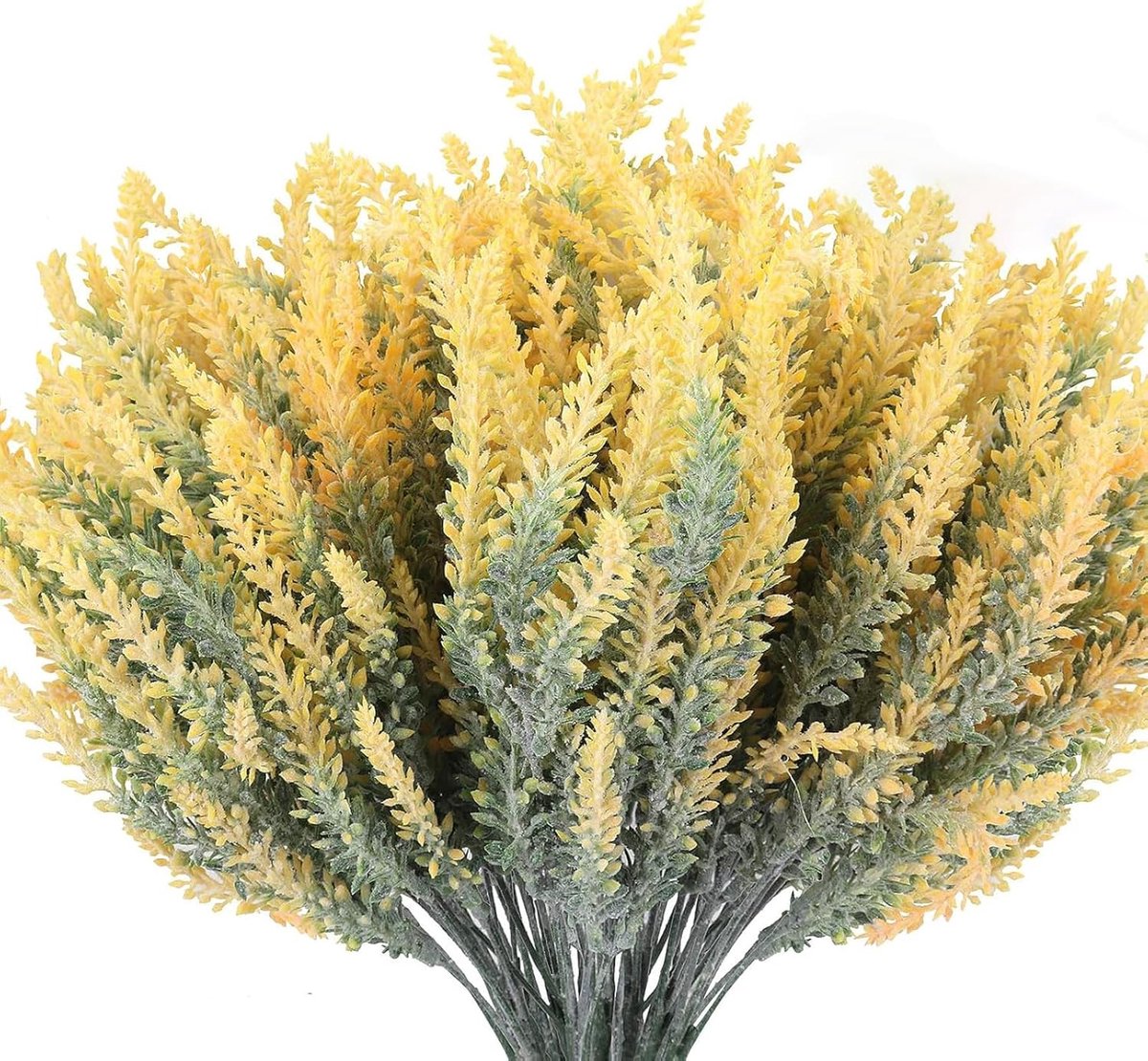 SnelShoppen - 12 Stuks Kunstlavendelflocking 36 cm - Gedroogde Lavendelbloemen - Realistische Kunstbloemen Geel - Perfect voor Potdecoraties en Binnen