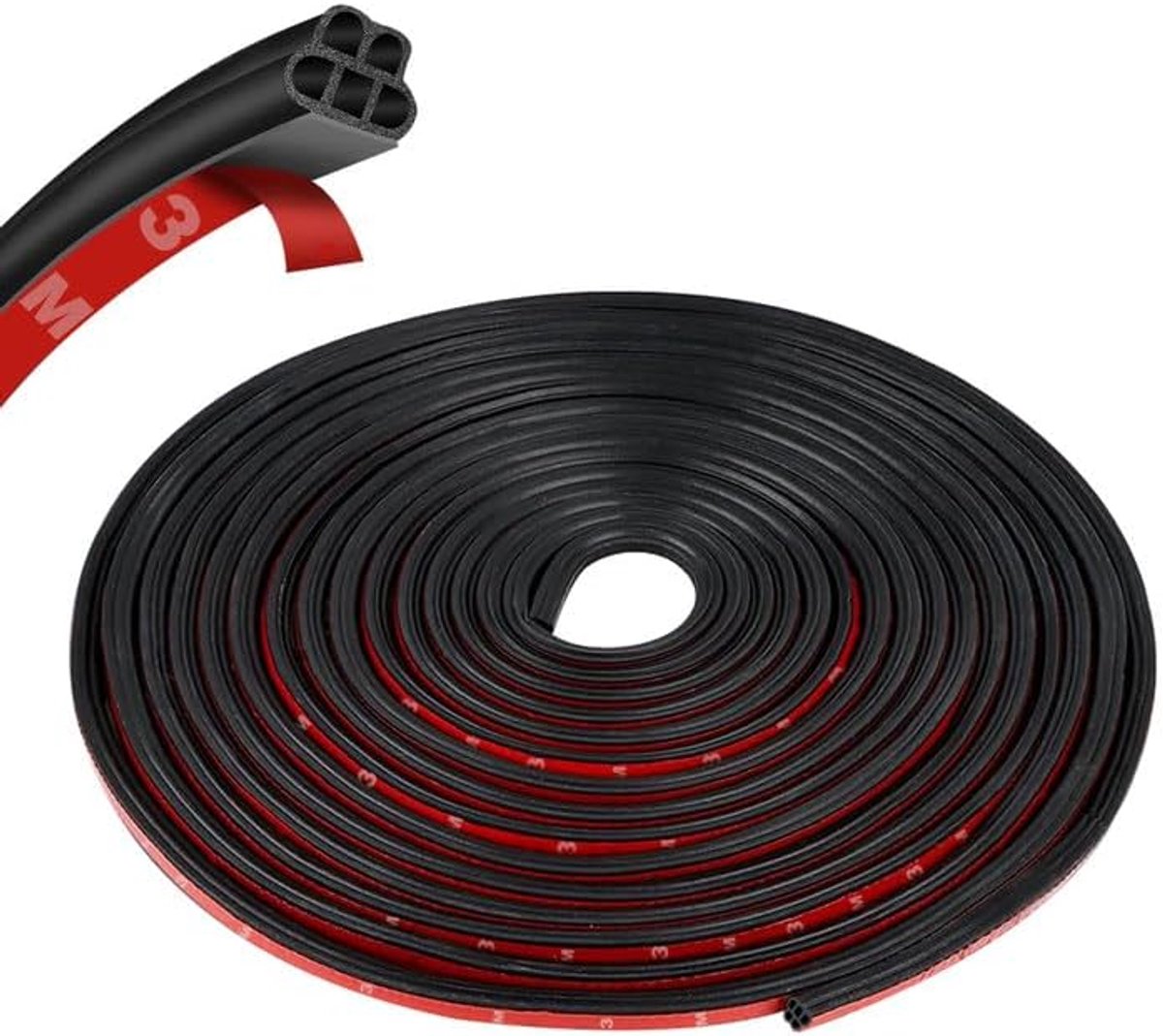 SnelShoppen - 8m Zelfklevende Autodeurafdichting - Akoestische Rubber, Waterdicht, Universele 5 Gaten Randbescherming voor Auto's, Boten en Campers