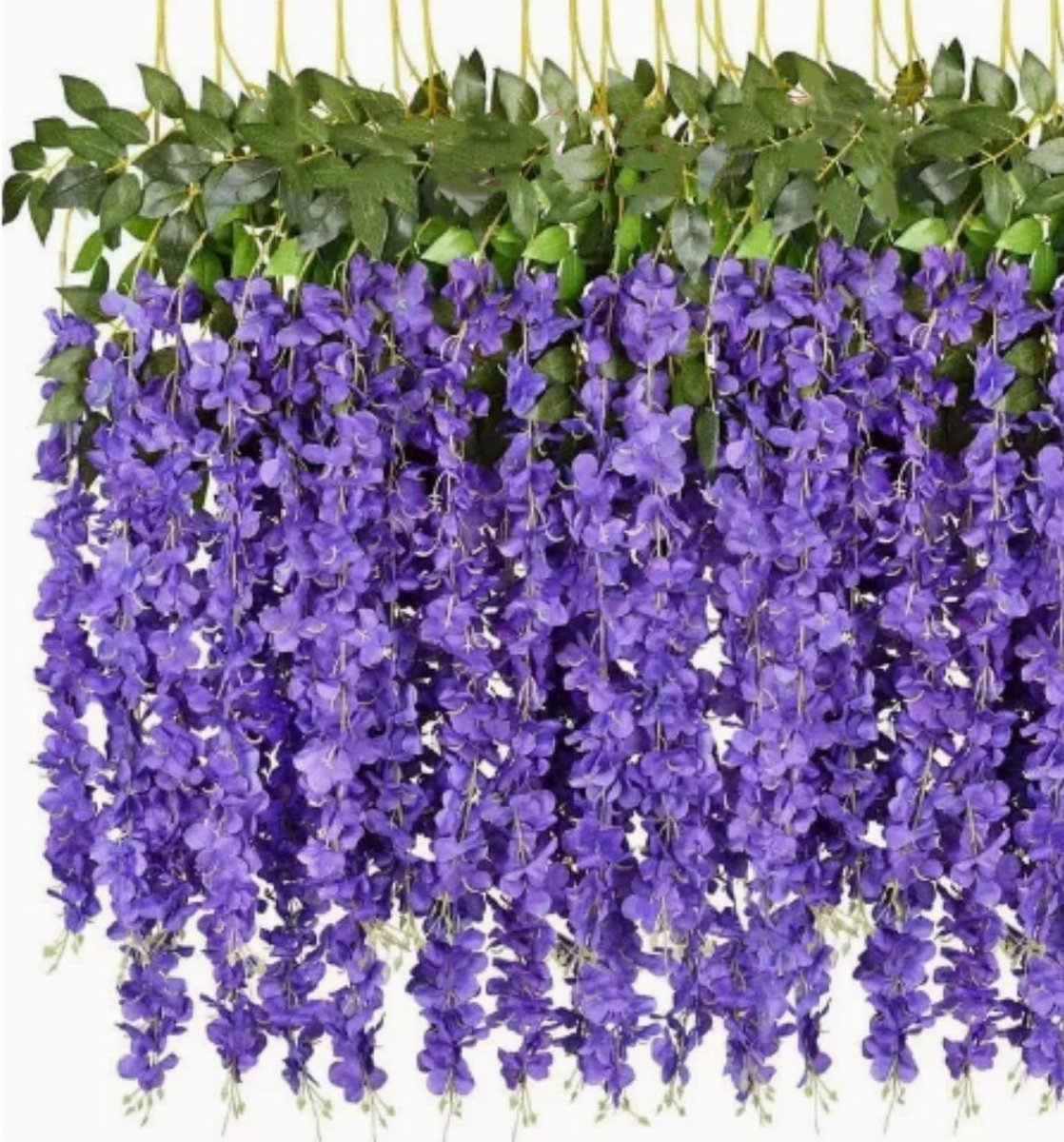 SnelShoppen - 12 Stuks Kunstmatige Blauweregen Bloemen Slingers 1,1 m - Zijde Nep Bloemen voor Binnen Buiten - Tuin, Kerstmis, Bruiloft en Feest Decor