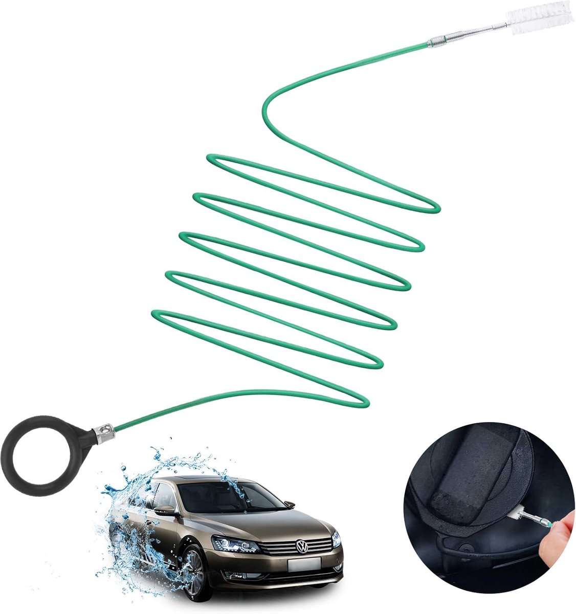 SnelShoppen - Car Sunroof Drain Cleaning Brush 118 inch - Flexibele Drain Hole Cleaner voor Auto - Hoogwaardige POM, Staal en Nylon - Effectieve Gootr