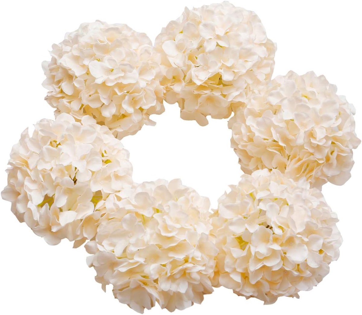 SnelShoppen - Kunstbloemen Hydrangea 22cm - Luxe Silken Bloemstukken - 6 Stuks Champagne - Perfect voor Bruiloften, Tuin en Interieur Decoratie